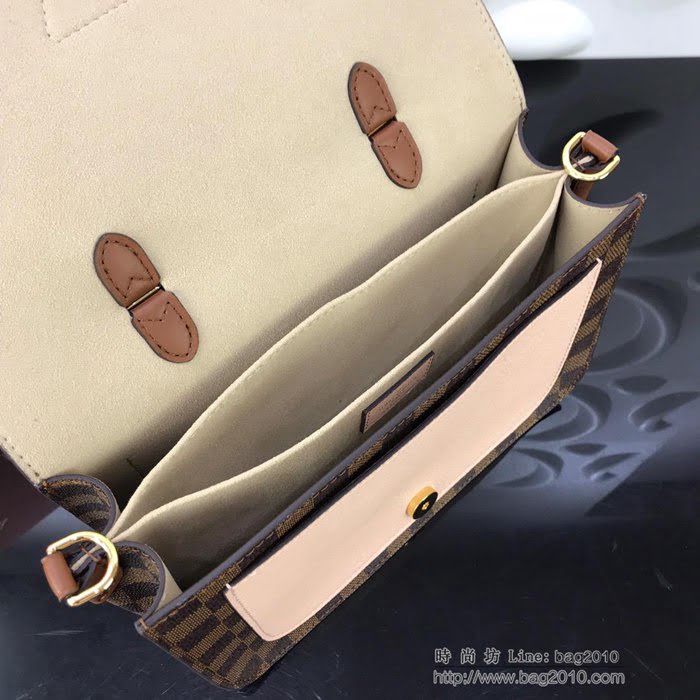 路易威登LV女包 頂級原單 Crossbody手袋 磁扣翻蓋手提包 Damier Ebene 塗層帆布 細粒面皮革 可肩背 斜挎  ydh2656